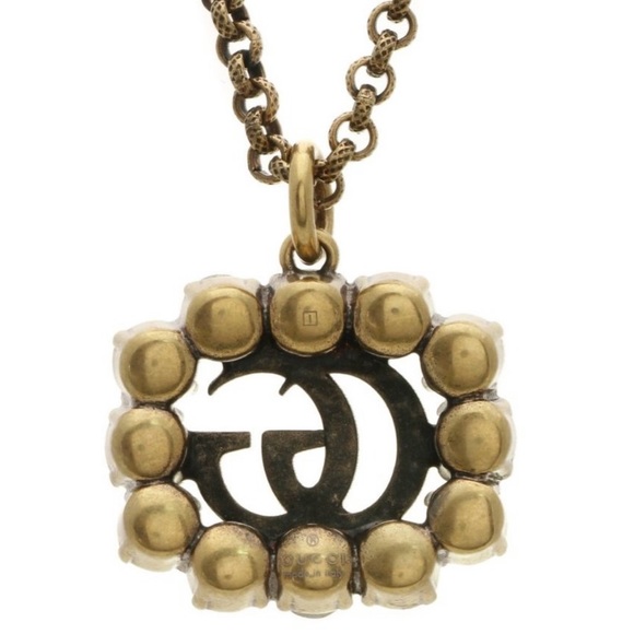 Gucci Marmont Logo GG Crystal Pendent Necklace - Picture 2 of 8